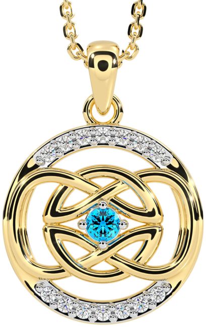 Diamond Topaz Gold Celtic Necklace