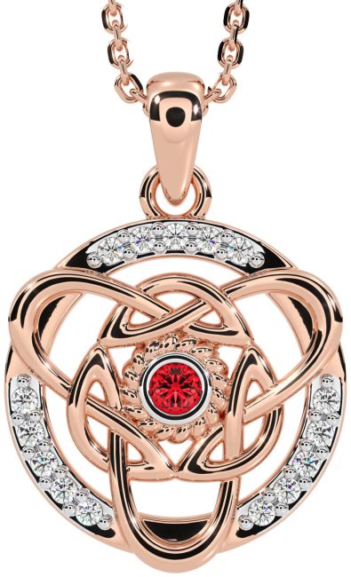 Diamant Rubin Rose Gold keltisch Halskette