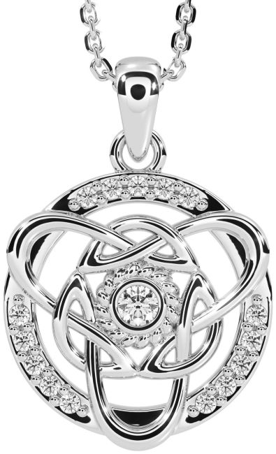 Diamond Silver Celtic Necklace