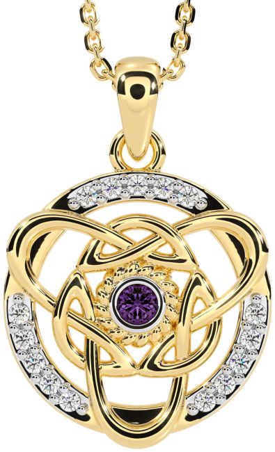 Diamond Alexandrite Gold Celtic Necklace