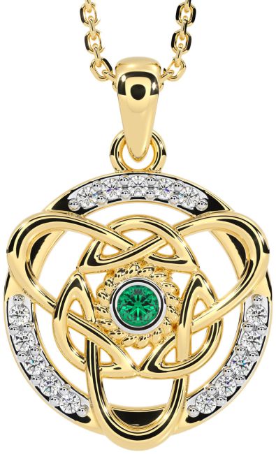 Diamond Emerald Gold Celtic Necklace