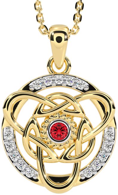 Diamond Ruby Gold Celtic Necklace