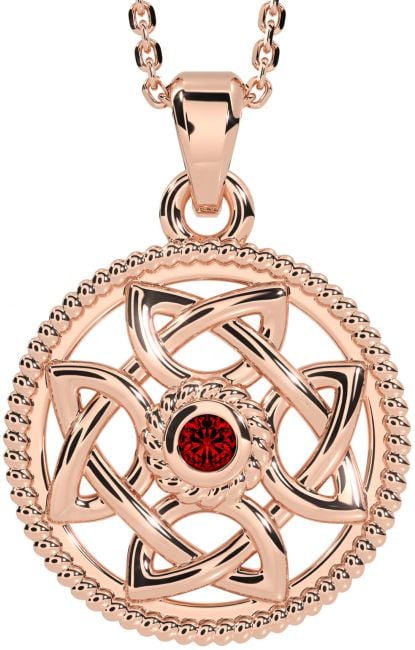 Grenat Rose Or Argent celtique Collier