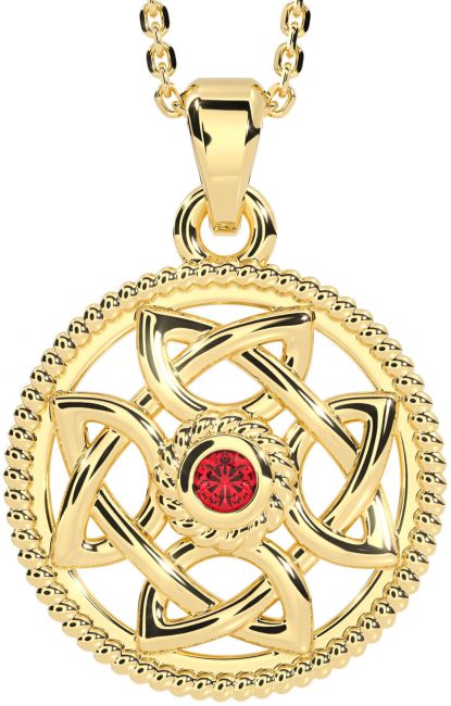Ruby Gold Silver Celtic Necklace
