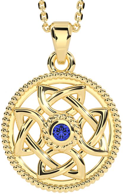 Sapphire Gold Silver Celtic Necklace