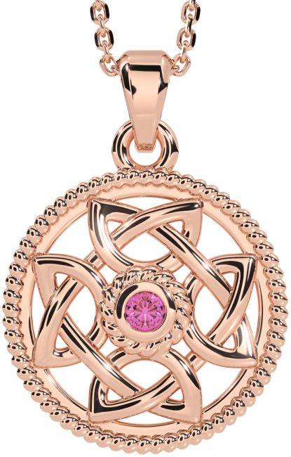 Pink Tourmaline Rose Gold Celtic Necklace