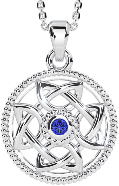 Sapphire Silver Celtic Necklace