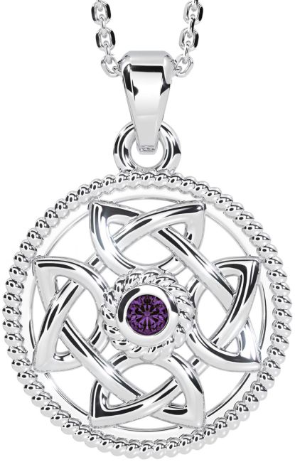 Alexandrite White Gold Celtic Necklace