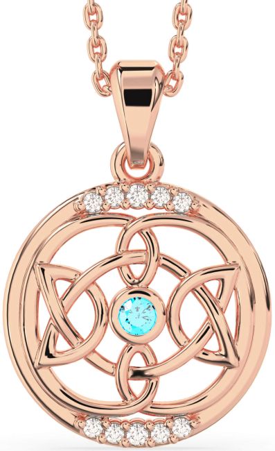 Diamond Topaz Rose Gold Celtic Necklace