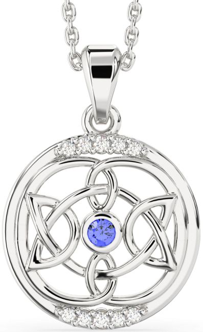 Diamond Sapphire Silver Celtic Necklace