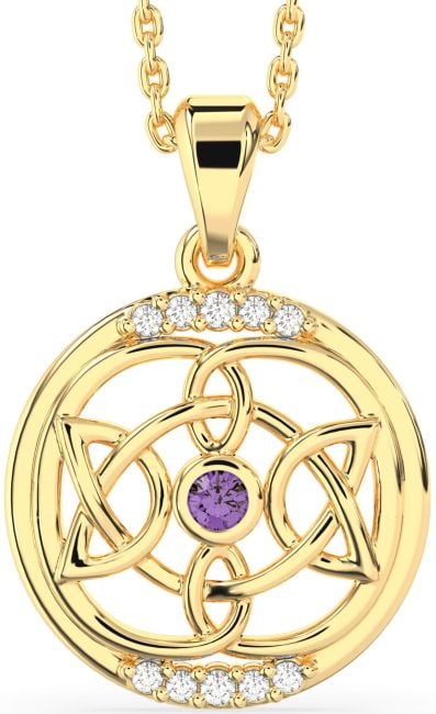 Diamond Alexandrite Gold Celtic Necklace
