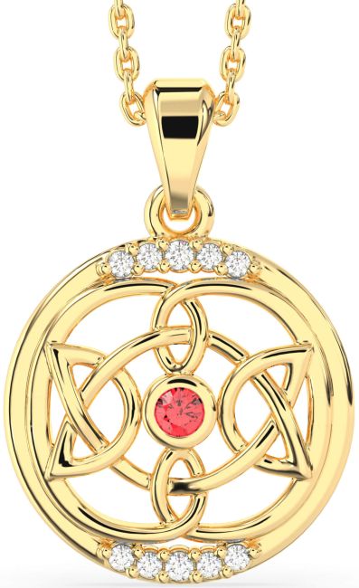 Diamond Ruby Gold Celtic Necklace