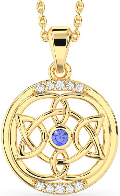 Diamond Sapphire Gold Celtic Necklace