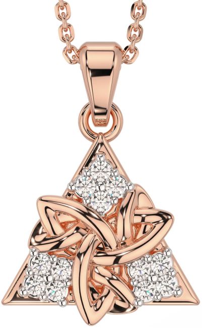 Diamond Rose Gold Celtic Trinity Knot Necklace