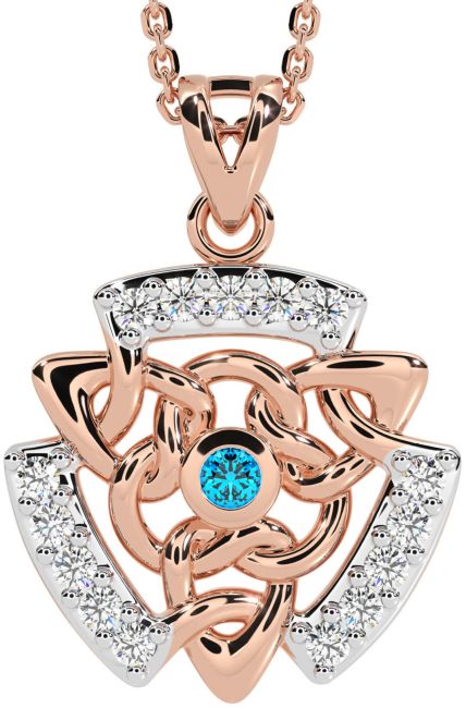 Diamond Topaz Rose Gold Celtic Necklace