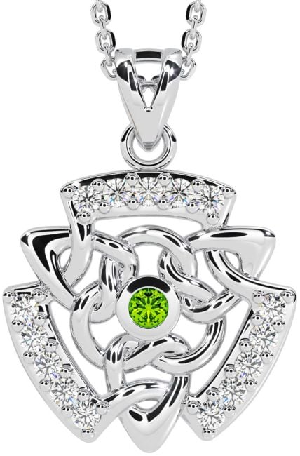 Diamante Peridoto Prata céltico Colar