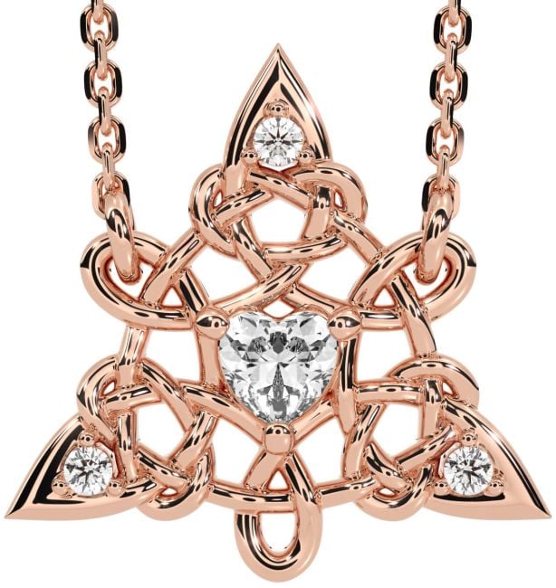 Diamond Rose Gold Celtic Trinity Knot Necklace