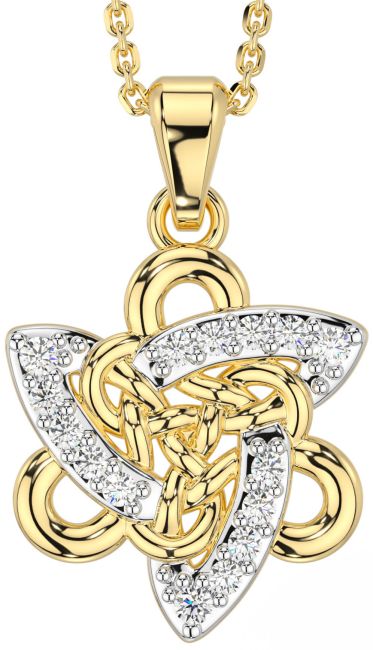 Diamond Gold Silver Celtic Trinity Knot Necklace