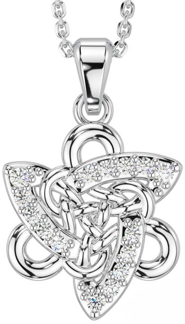 Diamond White Gold Celtic Trinity Knot Necklace