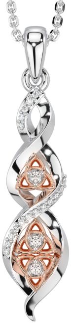 Diamond White Rose Gold Celtic Trinity Knot Necklace
