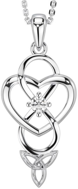 Diamond Silver Infinity Colier inimă cu nod celtic Trinity