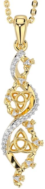 Diamond Gold Claddagh Celtic Trinity Knot Necklace