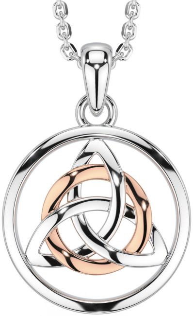 Rose Gold Silver Celtic Trinity Knot Necklace