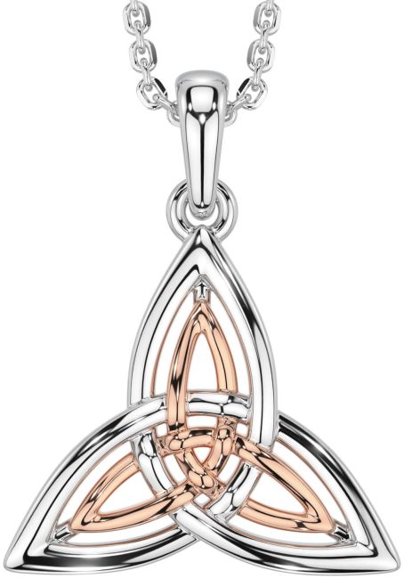 Rose Gold Silver Celtic Trinity Knot Necklace