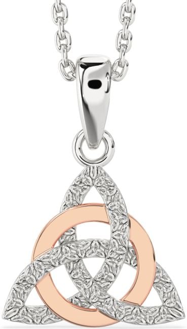 White Rose Gold Celtic Trinity Knot Necklace