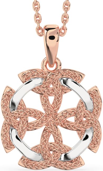 Rose Gold Silver Celtic Cross Necklace