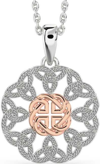 Rose Gold Silver Celtic Trinity Knot Necklace
