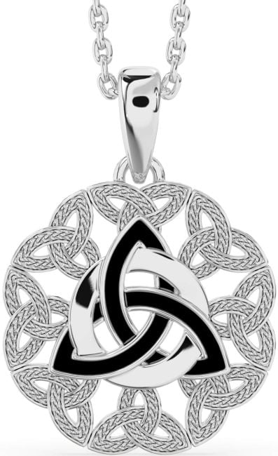 Silver Black Rhodium Celtic Trinity Knot Necklace