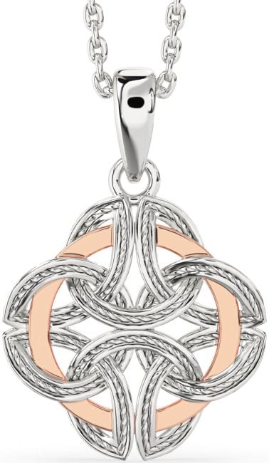 White Rose Gold Celtic Necklace