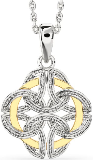 White Yellow Gold Celtic Necklace