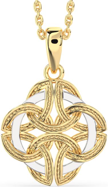 White Yellow Gold Celtic Necklace