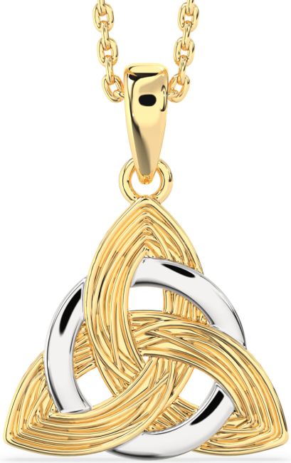 White Yellow Gold Celtic Trinity Knot Necklace