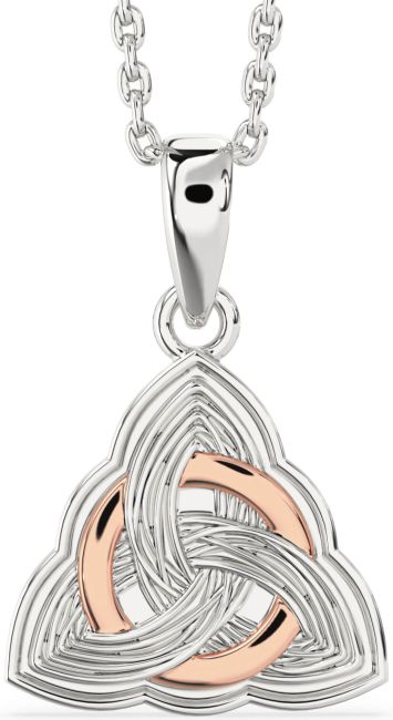 White Rose Gold Celtic Trinity Knot Necklace