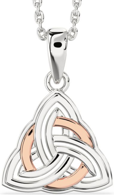 White Rose Gold Celtic Trinity Knot Necklace