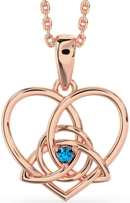 Topaz Rose Gold Celtic Trinity Knot Heart Necklace