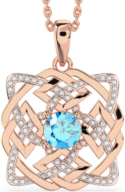 Diamond Topaz Rose Gold Celtic Necklace