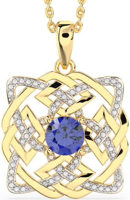 Diamond Sapphire Gold Celtic Necklace