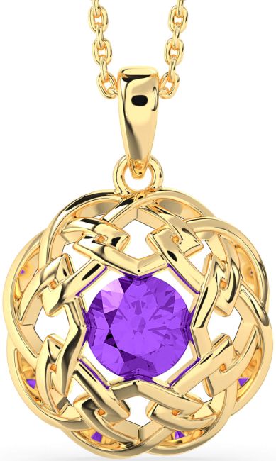 Amethyst Gold Silver Celtic Necklace