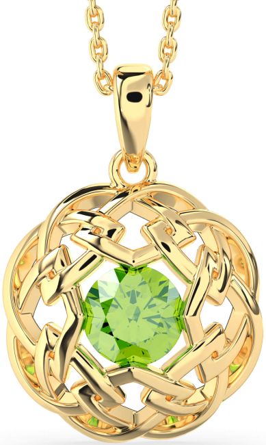 Peridot Gold Silver Celtic Necklace