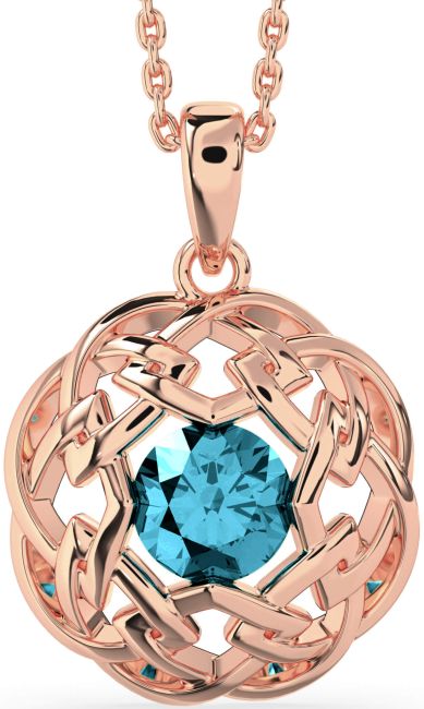 Aquamarine Rose Gold Celtic Necklace