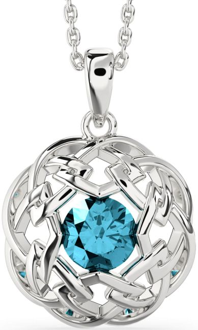 Aquamarine Silver Celtic Necklace