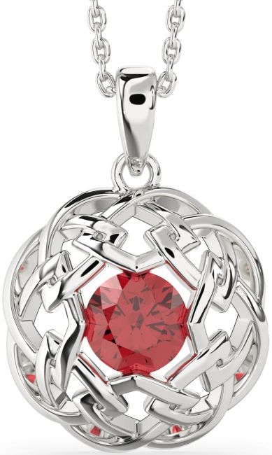 Ruby Silver Celtic Necklace