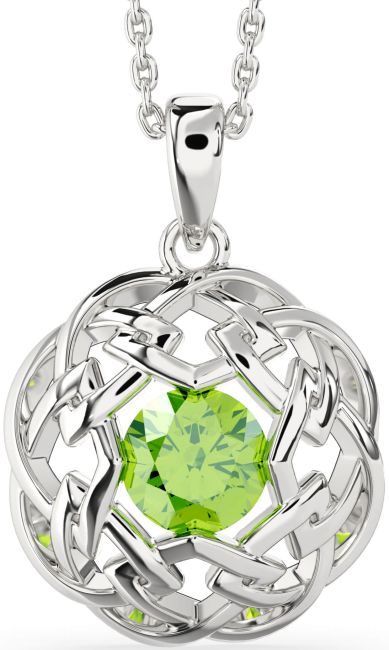Peridot White Gold Celtic Necklace