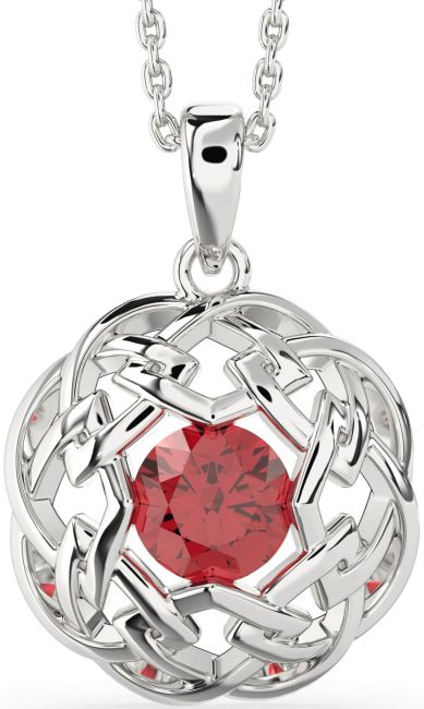 Ruby White Gold Celtic Necklace