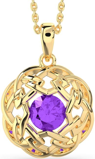 Amethyst Gold Celtic Necklace