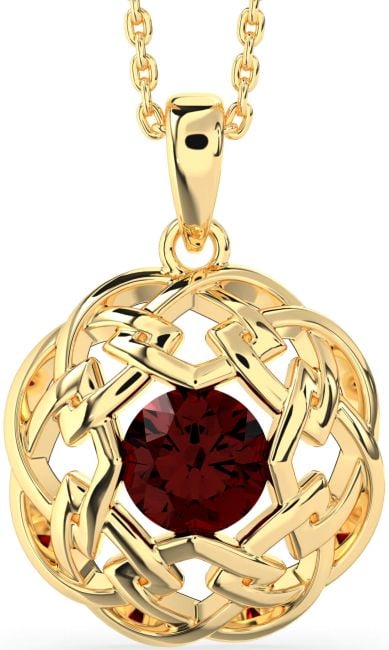 Garnet Gold Celtic Necklace